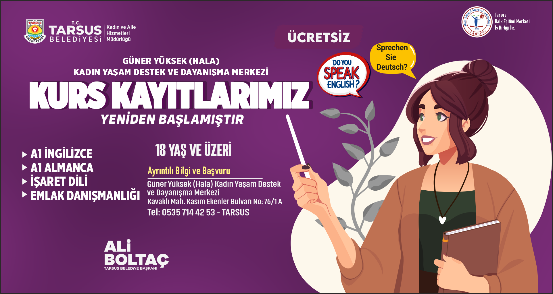 TARSUS BELEDİYESİ’NDE KURS KAYITLARI BAŞLADI  -TARSUS